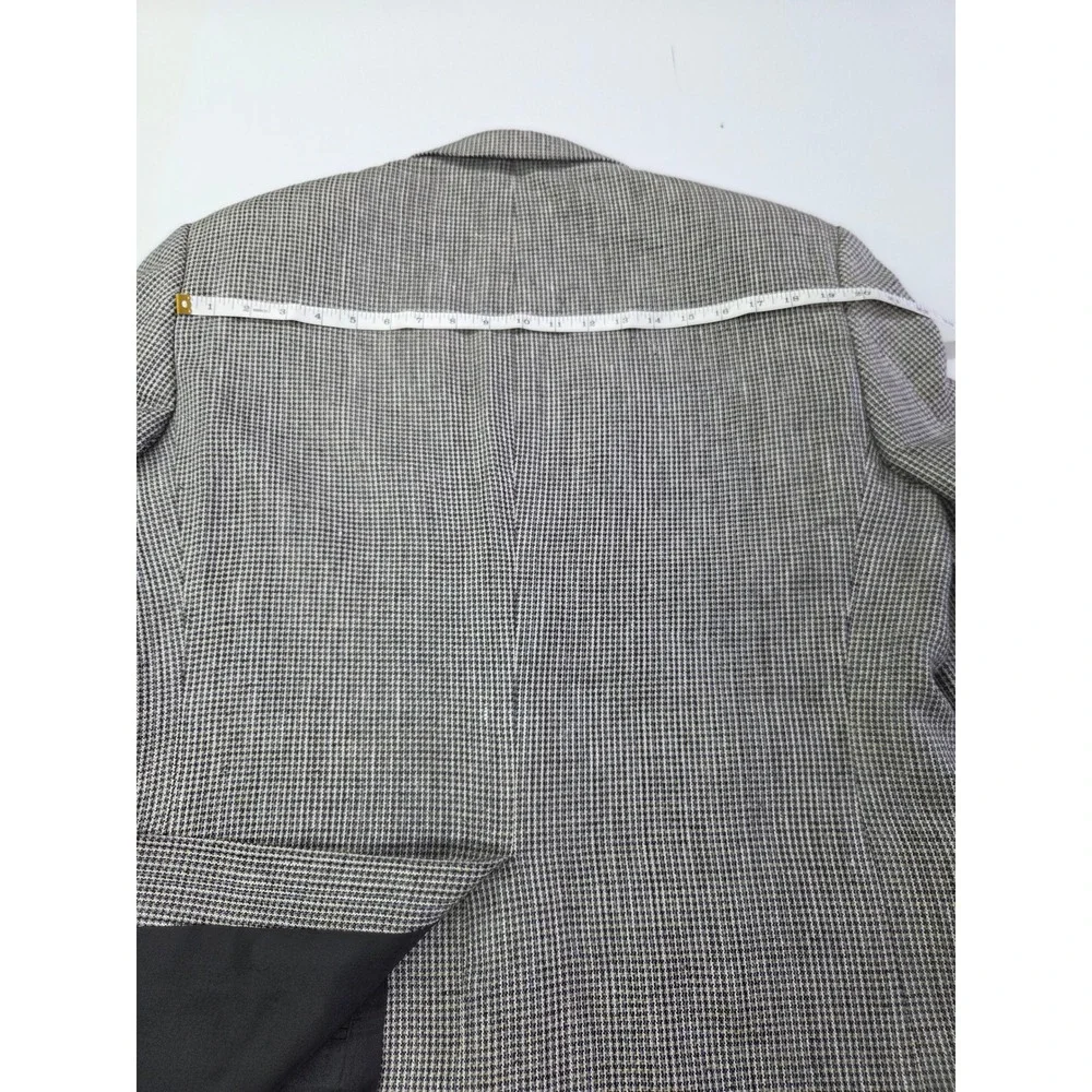 Stafford Mens 42R Silk Houndstooth Blazer Sport Coat Grey Black 2 Button Jacket